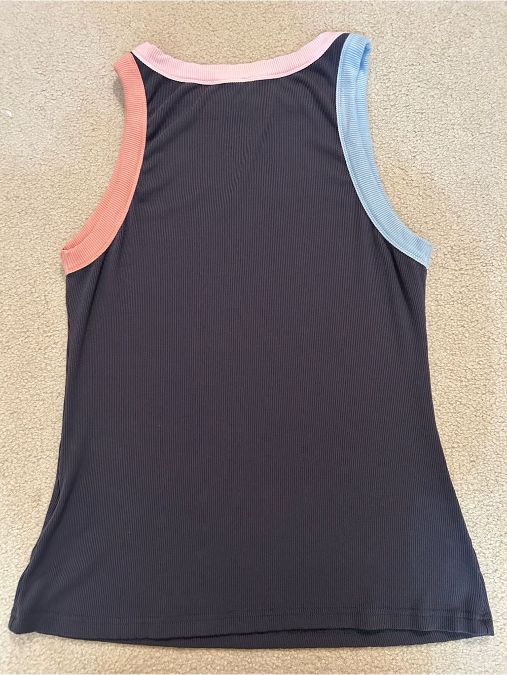 Colorblock Racerback Crew Neck Ribbed Fitted Tank Top - Picture 3 of 6